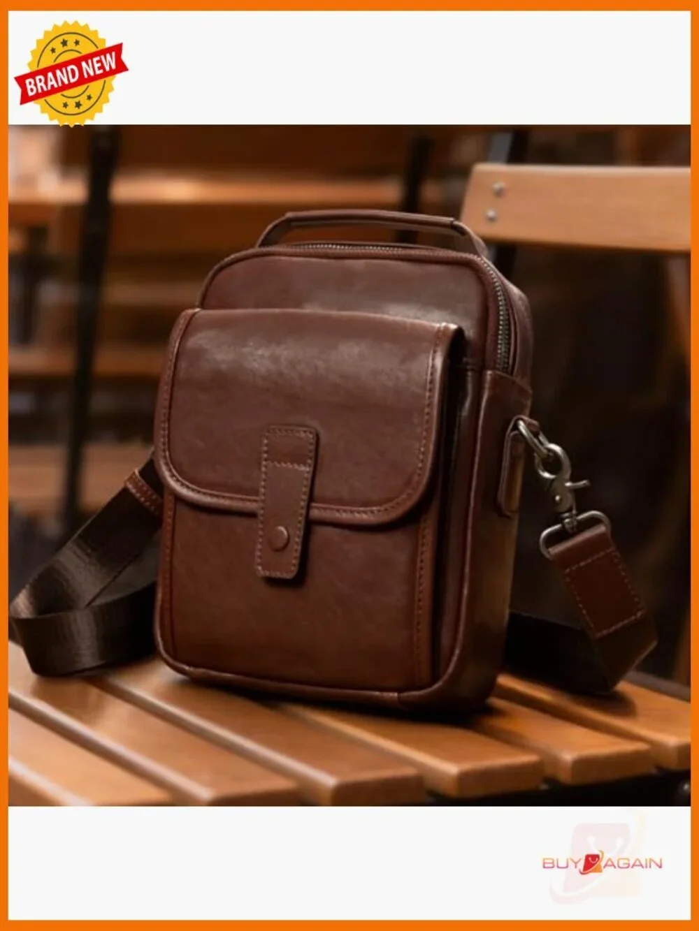 Genuine Leather Small Messenger Bag Crossbody Sling Travel Daypack